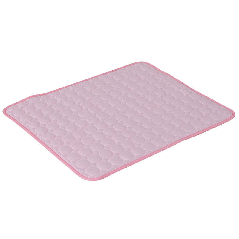pink quilted pet cooling mat top view