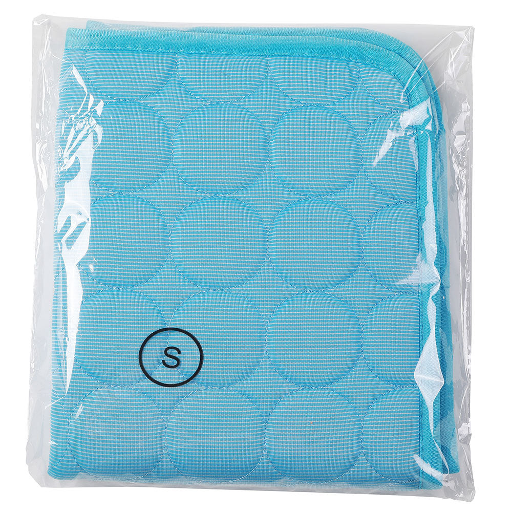turquoise cooling mat in size small shown in original packaging