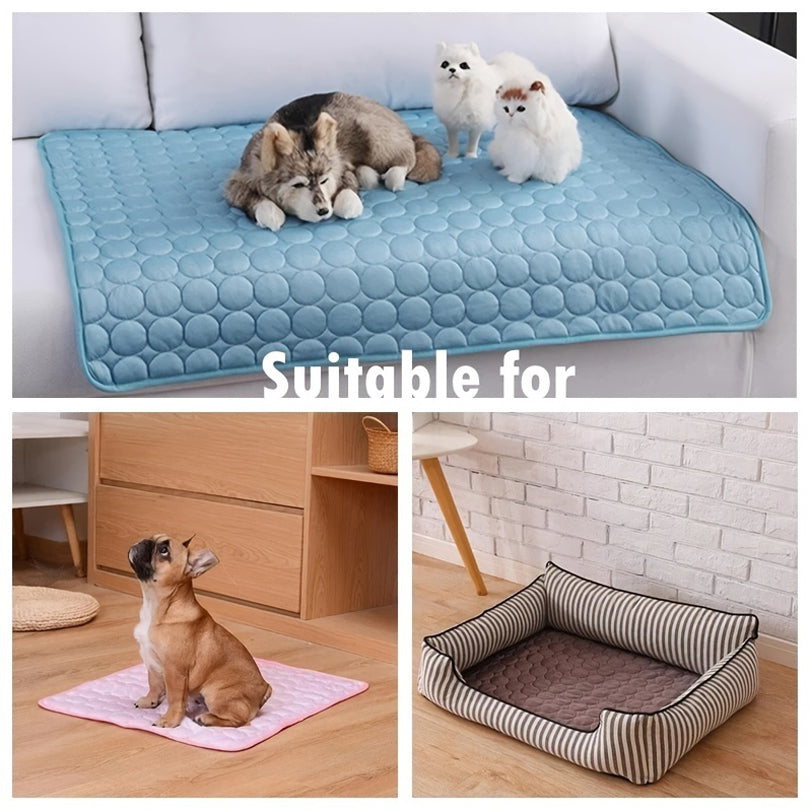 cooling mat suitable for sofas, floors, and pet beds collage