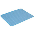 blue quilted cooling mat with teal trim top view